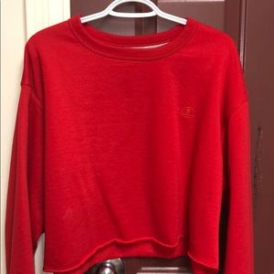 red champion cropped sweatshirt